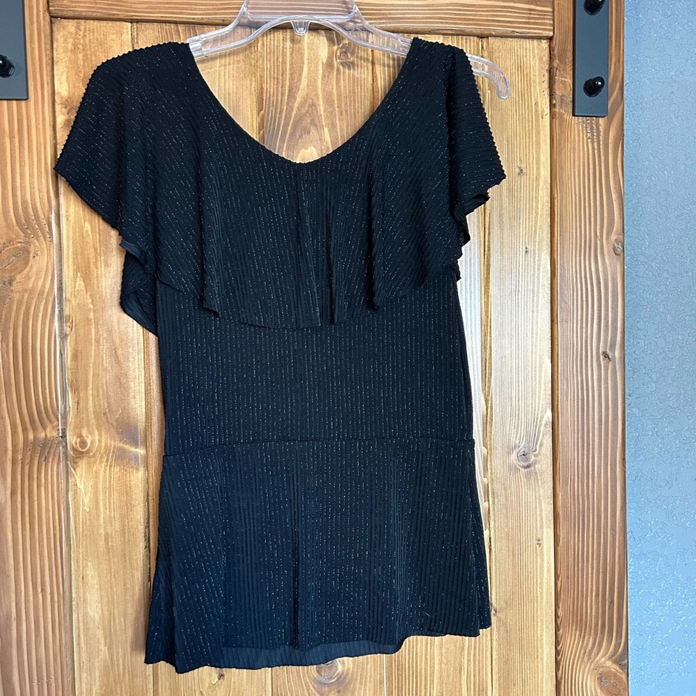 Black Sparkle Ruffle Top - Picture 4 of 7